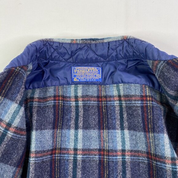 Pendleton Wool Plaid Button Down Shirt W/ Quilted Silk Nautical Back Medium - Picture 4 of 5